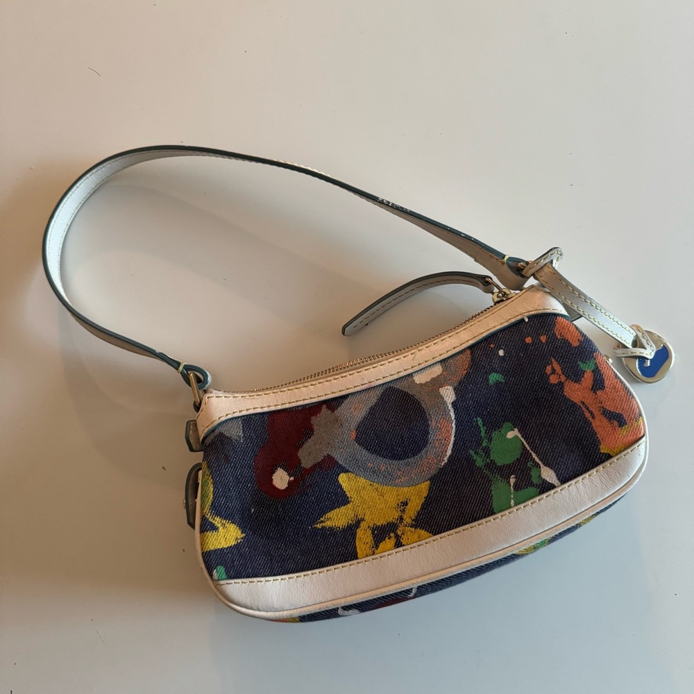 Vintage Dooney and Bourke Denim Colorful Patterned Small Shoulder Bag